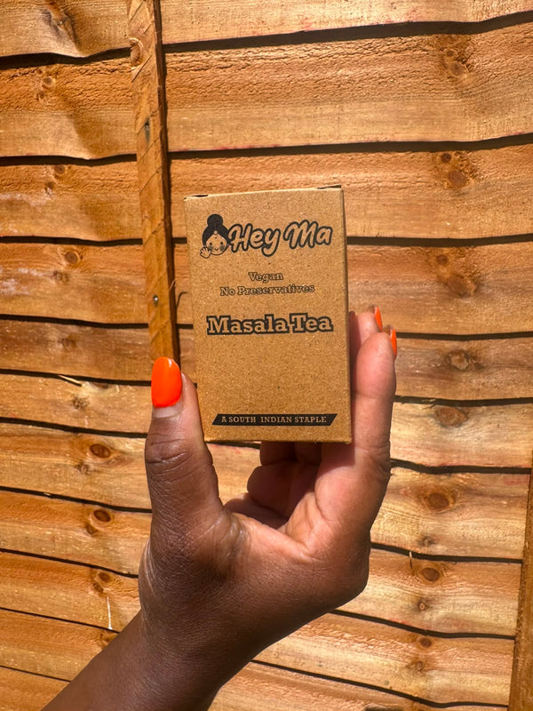 Hey Ma Masala Tea teabag box, front